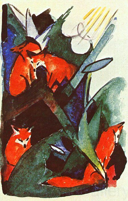 Franz Marc Four Foxes Norge oil painting art